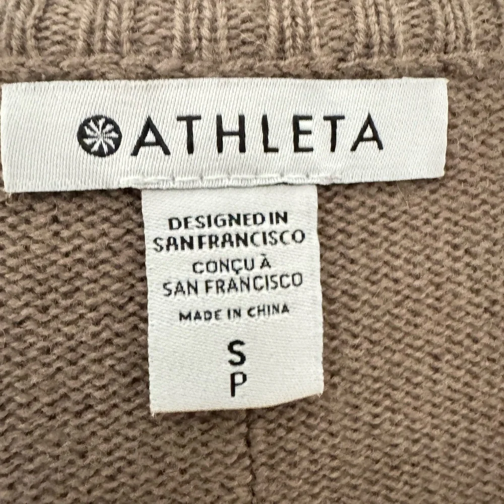 Athleta Spirit Wool Cashmere Long Wrap Cardigan Sweater Rustic Beige S/P Pre-Own - Picture 6 of 7